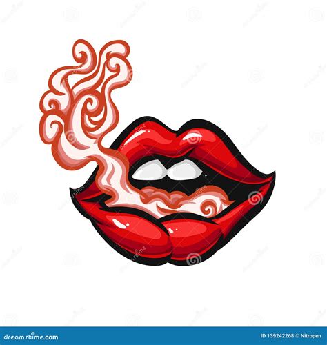 Lips With Smoke Drawing