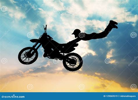 Freestyle Motocross At Sunset Stock Image Image Of Dangerous