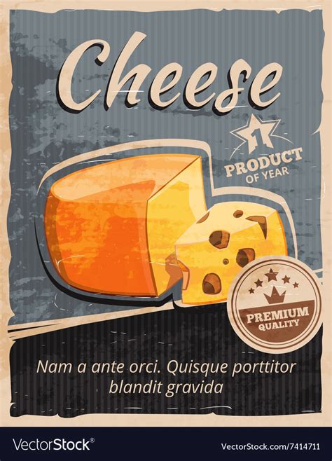 Vintage Cheese Poster Royalty Free Vector Image