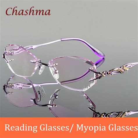 chashma brand luxury tint lenses myopia glasses reading glasses diamond rimless colored lenses