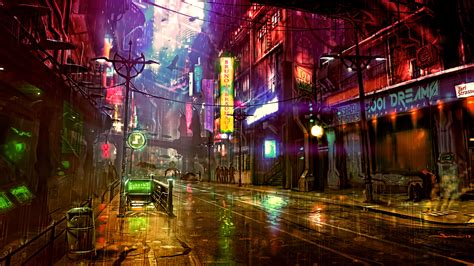 Futuristic City Cyberpunk Neon Street Digital Art 4k Hd Artist 4k