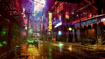 Cyberpunk Neon 4k Street Futuristic Digital Wallpapers
