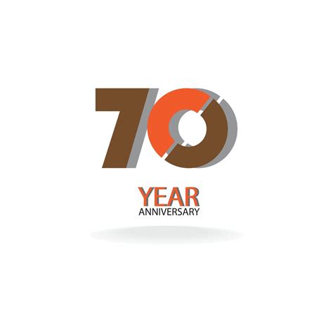 70 Years Anniversary Celebration Orange Color Vector Template Design