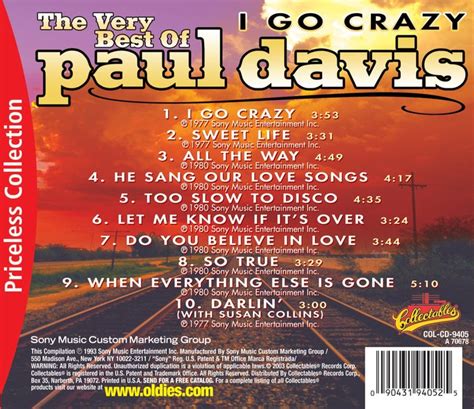 The Very Best Of Paul Davis I Go Crazy Cd 2003 Collectables