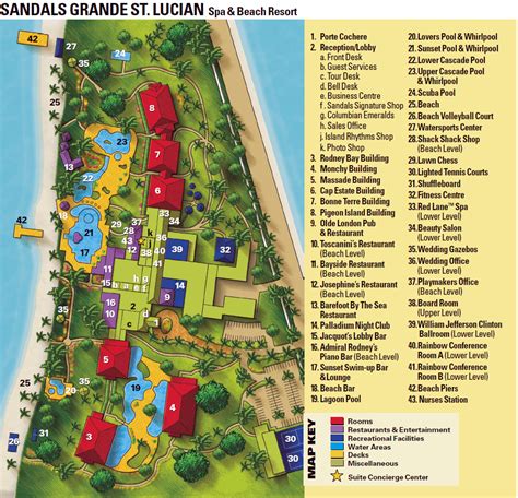 Resort Map Sandals Grande Stlucian Saint Lucia