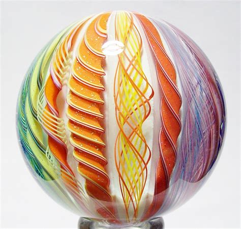 Eddie Seese Art Glass Marbles Handmade 2 1 2 14 Cane Rainbow Dichroic Filigrana Marble By