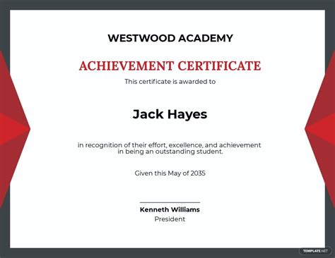 Academic Achievement Certificate Template Free Pdf Word