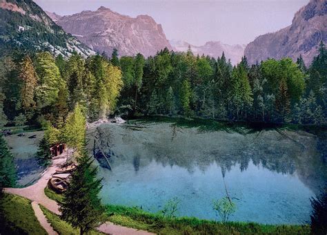Kander Valley And Lake Blausee Bernese Oberland Switzerland 1890