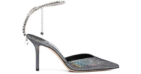 Jimmy Choo Saeda 85mm Crystal Embellished Pumps In Metallic Lyst