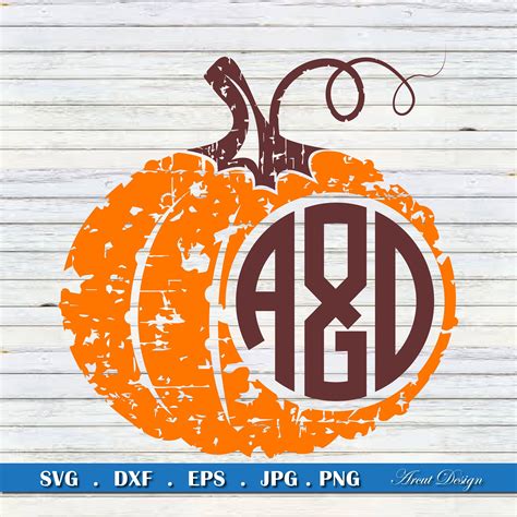Distressed Pumpkin Monogram Svg Digital Download Halloween Etsy