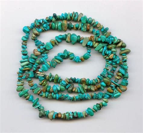 Real Turquoise Loose Pebble Chip Beads Inch Strand Craft Or Jewelry