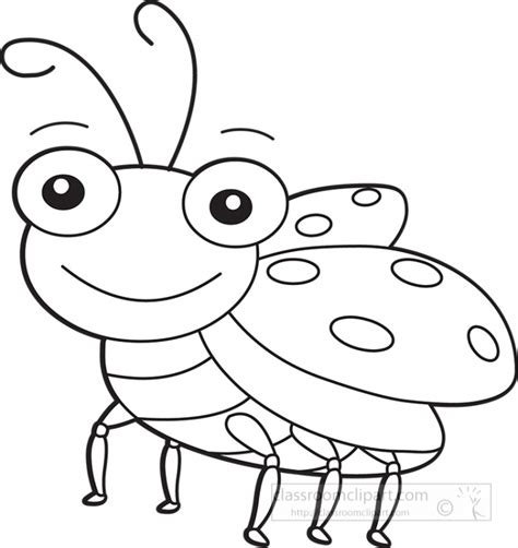 Animal Outline Clipart Lady Bug Insect Black White Outline Clipart