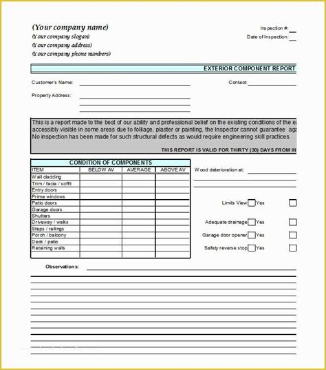 Home Inspection Report Template Free