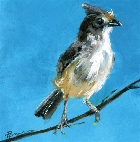 Tufted Titmouse Painting Original Acrylic Bird Art On Square Etsy