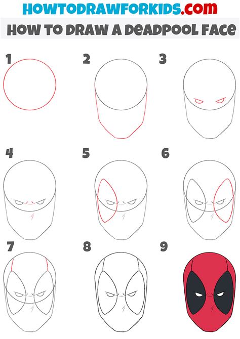 How To Draw A Deadpool Face Easy Drawing Tutorial For Kids