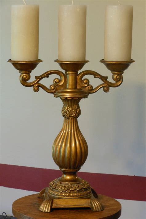 Tall Candelabra With Three Large Candles