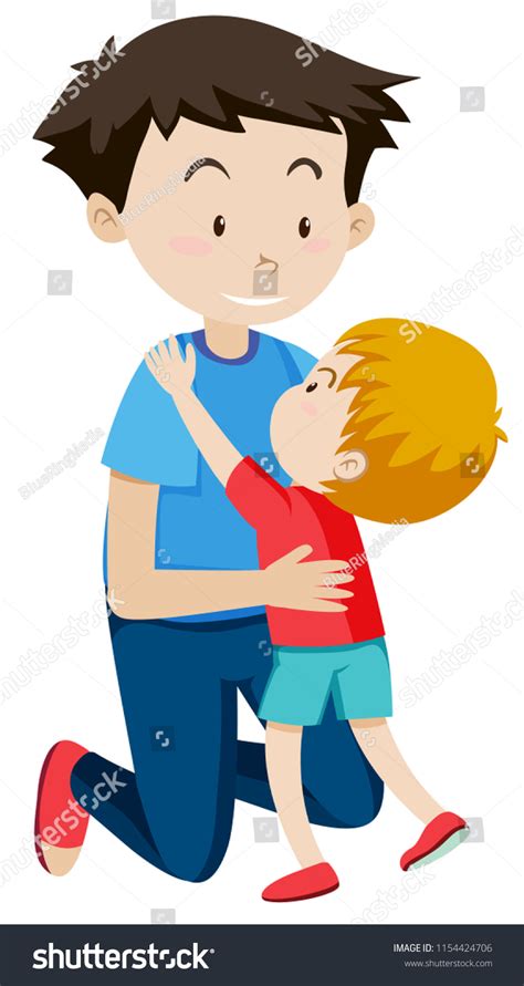 Dad Hugging His Son Illustration Stock Vector Royalty Free 1154424706 Shutterstock