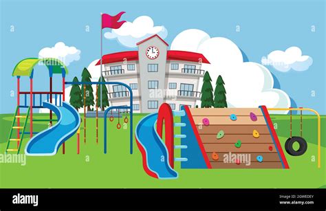 School Yard Playground Scene Stock Vector Image And Art Alamy