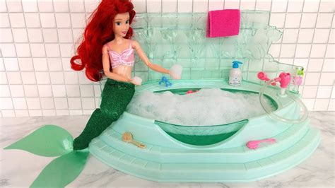 barbie little mermaid ariel rapunzel doll bedroom bathroom bath kitchen breakfast morning