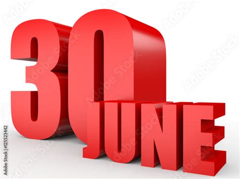 June 30 Text On White Background Stock Photo And Royalty Free
