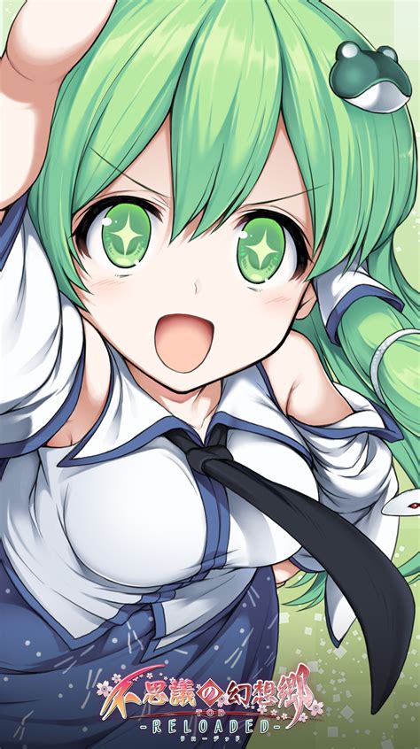 aqua lia kochiya sanae aqua style fushigi no gensokyo touhou highres official art phone