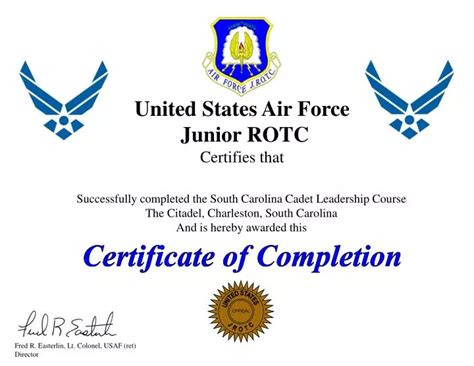 Ppt United States Air Force Junior Rotc Certifies That Powerpoint