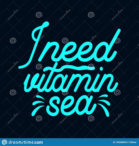I Need Vitamin Sea Stylish Typography Design Stock Vector
