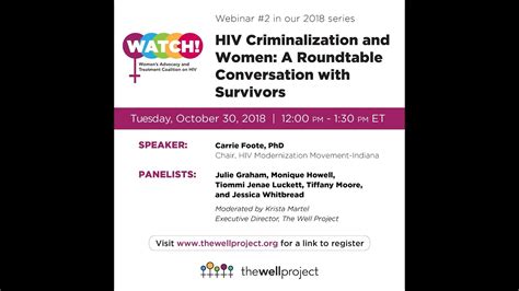 Hiv Criminalization And Women Webinar The Well Project Youtube