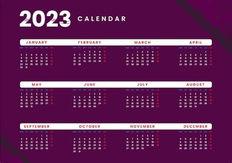 A Semana Do Modelo De Calendário Moderno Do Ano Novo De 2023 Começa Na