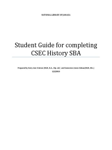 Student Guide For Completing Csec History Sba 1pdf
