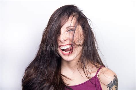 Goofy Young Woman Making Silly Face Sticking Tongue Out And Laug Stock Image Image Of Laughing