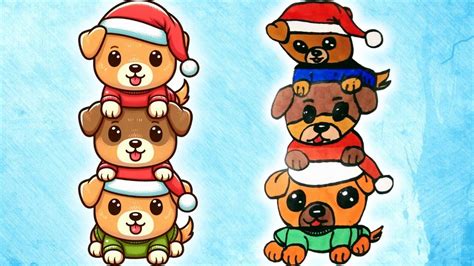 How To Draw A Christmas Puppies Folding Suprise Foldingsuprise