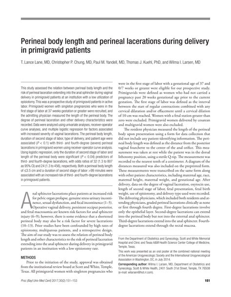 Pdf Perineal Body Length And Perineal Lacerations During Delivery In