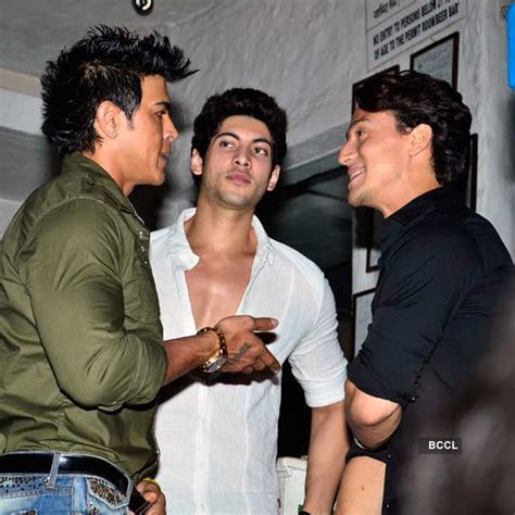 sahil khan interacts with tiger shroff during the success party of movie heropanti held at