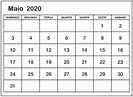 Calendário Maio 2020 Imprimível | Nosovia.com