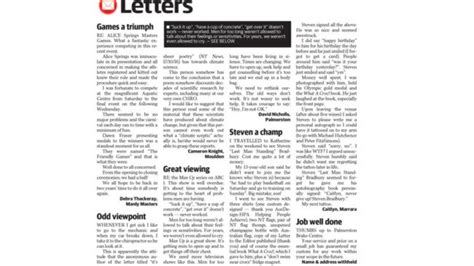 Nt News Letter To The Editor Steven Bradbury Story Herald Sun