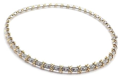 Tiffany And Co Jean Schlumberger Platinum And Yellow Gold Diamond X Necklace At 1stdibs