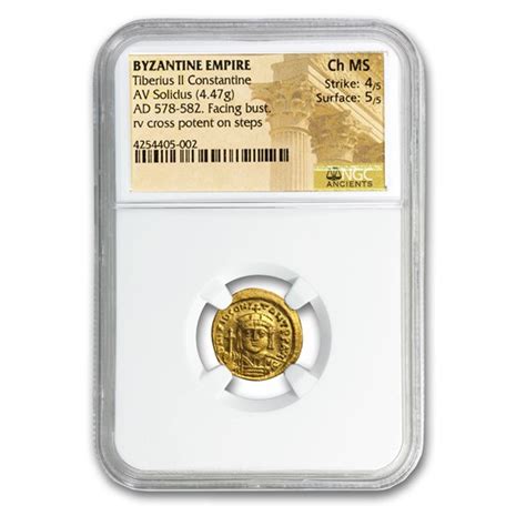 Buy Byzantine Gold Solidus Tiberius Ii Constantine 578 582ch Ms Ngc