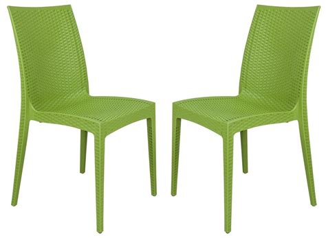 Modway ernie dining side chair with chrome legs, multiple colors. 2 LeisureMod Weave Lime Green Mace Indoor Outdoor Armless ...