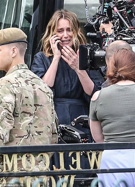 Keeley Hawes Looks Distraught On Set Of The Midwich Cuckoos As She Films With