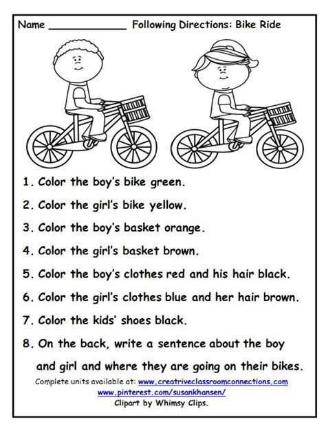 Following Directions Worksheets For Grade 1