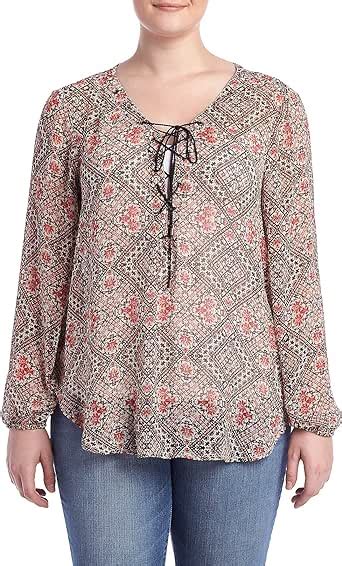 Jessica Simpson Plus Size Lace Up Peasant Top At Amazon Womens