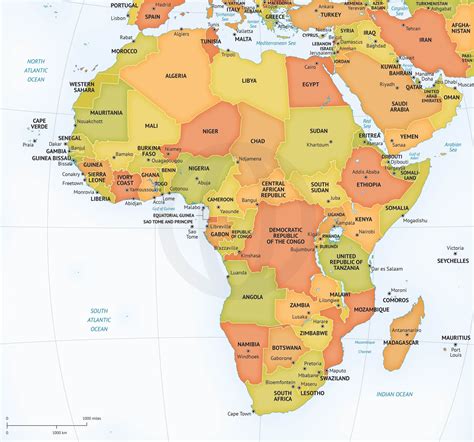 Map Of Africa Continent Vector Map Of Africa Continent With Countries Capitals Main Cities And