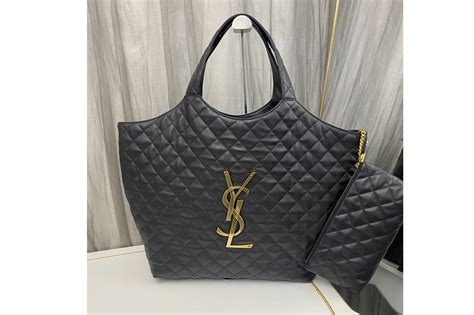 Saint Laurent Ysl Icare Maxi Shopping Bag In Black Quilted