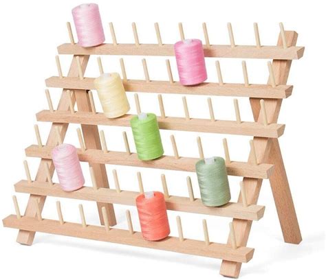 Wooden Folded Thread Rack 60 Spool Sewing Thread Holder Organizer In