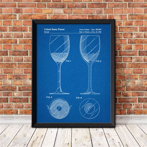 Wine Glass Blueprint 18 W X 24 H Patent Prints Touch Of Modern