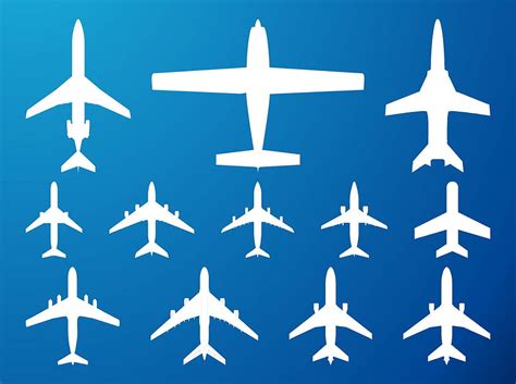 Airplanes Silhouettes Set Ai Vector Uidownload
