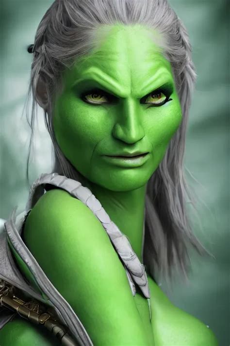 A Green Skinned Female Dnd Verdan High Resolution Stable Diffusion