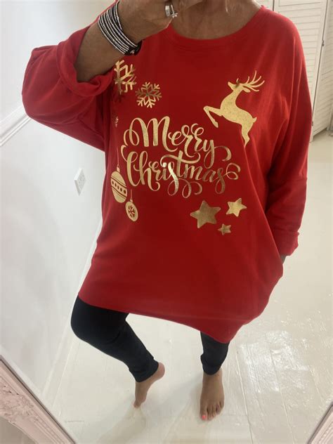 Red Gold Merry Christmas Top Dress Sparkles Boutique