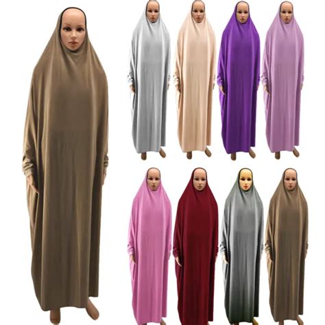 one piece prayer women muslim dress overhead abaya jilbab islamic hijab